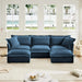 Slipcovered U-Shape Deep Seat Modular Sectional Sofa Couch with French Edge Design Blue Chenille -DTYStore