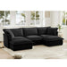 Slipcovered U-Shape Deep Seat Modular Sectional Sofa Couch with French Edge Design Black Chenille -DTYStore