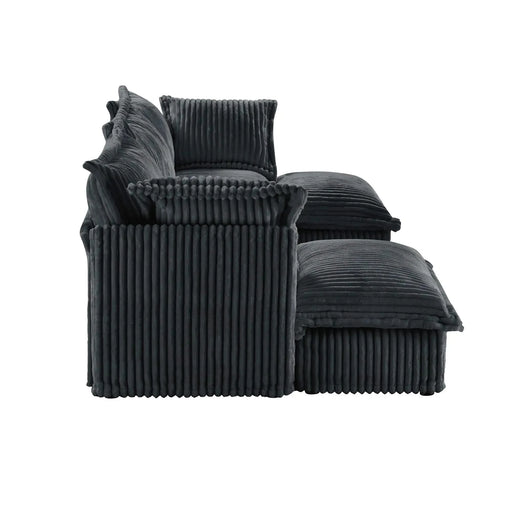 Slipcovered U-Shape Deep Seat Modular Sectional Sofa Couch with French Edge Design Gray Corduroy -DTYStore