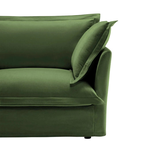 Slipcovered U-Shape Deep Seat Modular Sectional Sofa Couch with French Edge Design Green Chenille -DTYStore