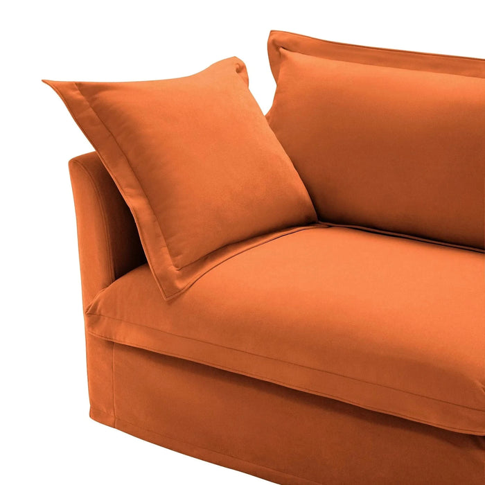 Slipcovered U-Shape Deep Seat Modular Sectional Sofa Couch with French Edge Design Orange Chenille -DTYStore
