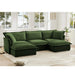 Slipcovered U-Shape Deep Seat Modular Sectional Sofa Couch with French Edge Design Green Chenille -DTYStore
