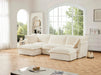 Slipcovered U-Shape Deep Seat Modular Sectional Sofa Couch with French Edge Design Cream Corduroy -DTYStore