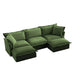 Slipcovered U-Shape Deep Seat Modular Sectional Sofa Couch with French Edge Design Green Chenille -DTYStore