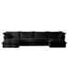 Slipcovered U Shape Sectional Wide and Deep Seat Sofa Couch, 4 Seater Sofa with French Edges Design Multiple Big Pillows Black -DTYStore