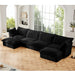 Slipcovered U Shape Sectional Wide and Deep Seat Sofa Couch, 4 Seater Sofa with French Edges Design Multiple Big Pillows Black -DTYStore