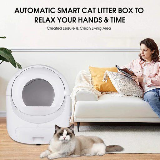 Smart Automatic Cat Litter Box,Automatic Scooping and Odor Removal, App Control, Support 5G&2.4G WiFi for Multiple Cats, Double Odor Removal Default -DTYStore