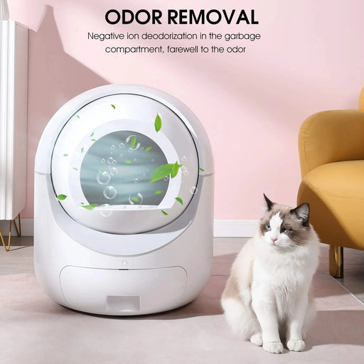 Smart Automatic Cat Litter Box,Automatic Scooping and Odor Removal, App Control, Support 5G&2.4G WiFi for Multiple Cats, Double Odor Removal Default -DTYStore