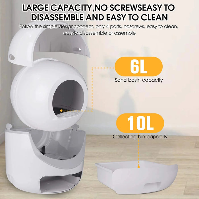 Smart Automatic Cat Litter Box,Automatic Scooping and Odor Removal, App Control, Support 5G&2.4G WiFi for Multiple Cats, Double Odor Removal Default -DTYStore