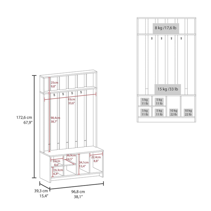 Smoke Hall Tree Open Storage and Coat Space Default -DTYStore