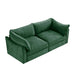 Sofa with pull-out storage drawers under each seat, crescent armrests and wraparound back Green -DTYStore
