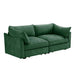 Sofa with pull-out storage drawers under each seat, crescent armrests and wraparound back Green -DTYStore
