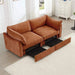 Sofa with pull-out storage drawers under each seat, crescent armrests and wraparound back Orange -DTYStore