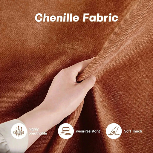 Sofa with pull-out storage drawers under each seat, crescent armrests and wraparound back Orange -DTYStore