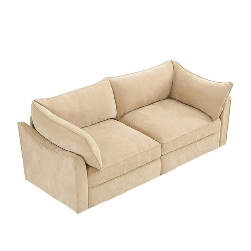 Sofa with pull-out storage drawers under each seat, crescent armrests and wraparound back Wheat -DTYStore
