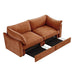 Sofa with pull-out storage drawers under each seat, crescent armrests and wraparound back Orange -DTYStore