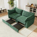 Sofa with pull-out storage drawers under each seat, crescent armrests and wraparound back Green -DTYStore