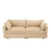 Sofa with pull-out storage drawers under each seat, crescent armrests and wraparound back Wheat -DTYStore