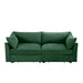 Sofa with pull-out storage drawers under each seat, crescent armrests and wraparound back Green -DTYStore