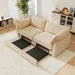 Sofa with pull-out storage drawers under each seat, crescent armrests and wraparound back Wheat -DTYStore