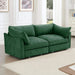 Sofa with pull-out storage drawers under each seat, crescent armrests and wraparound back Green -DTYStore