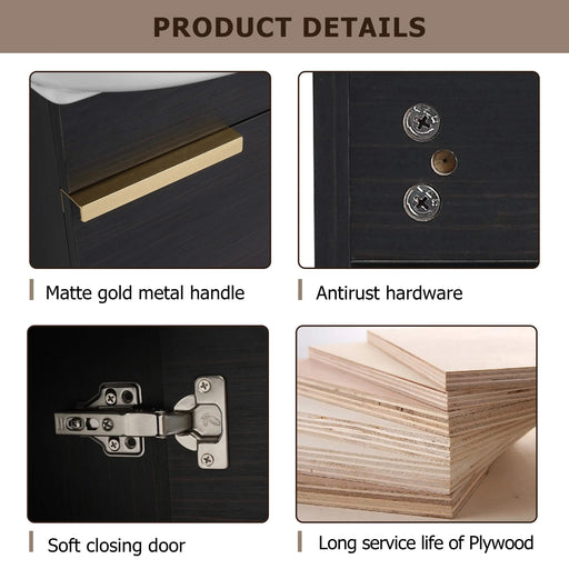 Soft Close Doors Bathroom Vanity With Sink,16 Inch For Small Bathroom Default -DTYStore