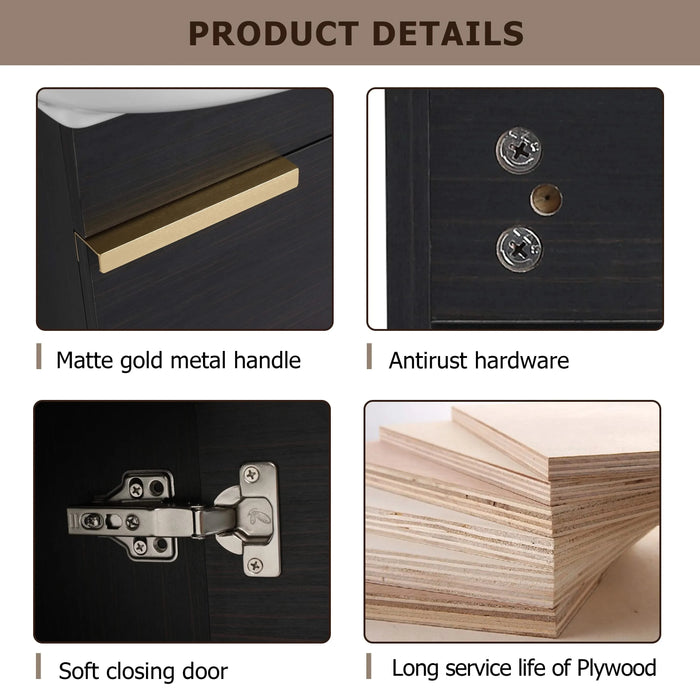 Soft Close Doors Bathroom Vanity With Sink,16 Inch For Small Bathroom Default -DTYStore