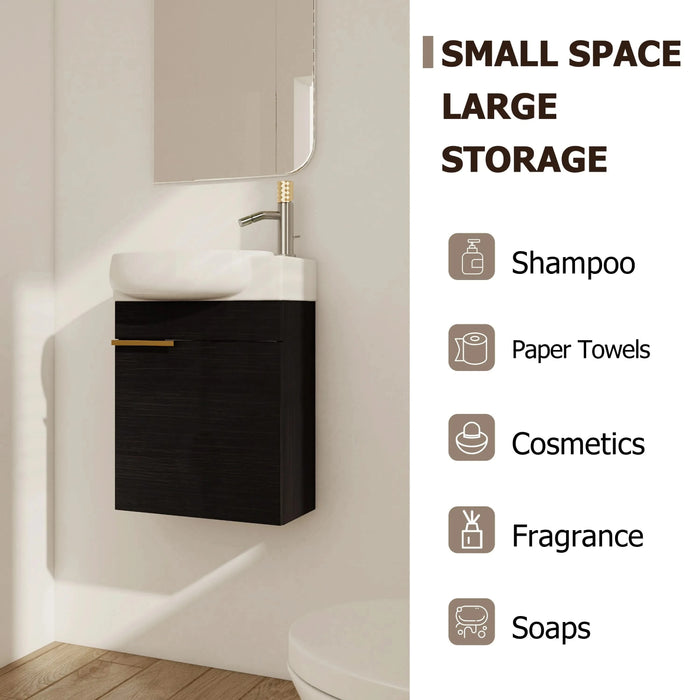 Soft Close Doors Bathroom Vanity With Sink,16 Inch For Small Bathroom Default -DTYStore