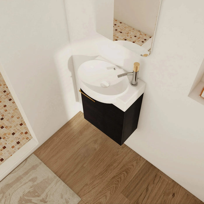 Soft Close Doors Bathroom Vanity With Sink,16 Inch For Small Bathroom Default -DTYStore