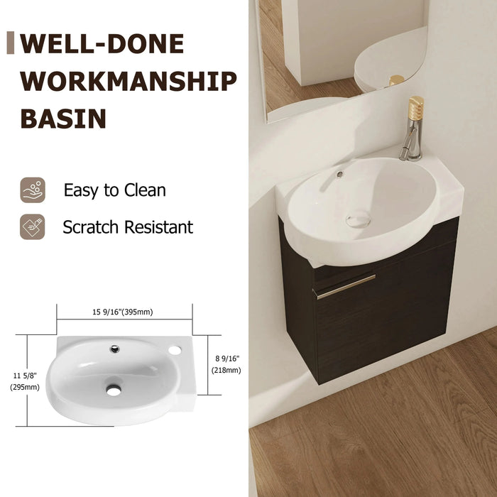 Soft Close Doors Bathroom Vanity With Sink,16 Inch For Small Bathroom Default -DTYStore