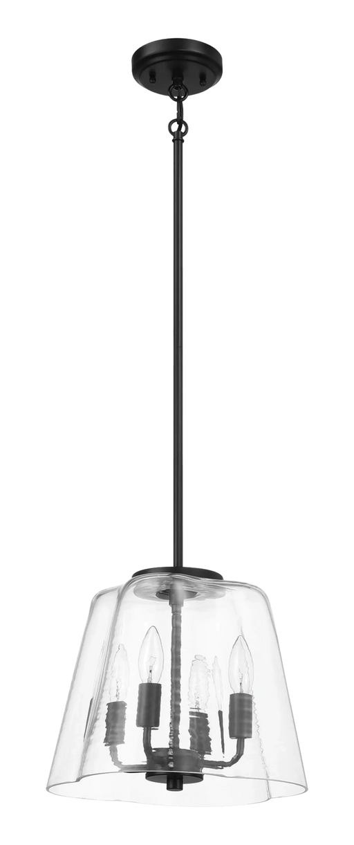 Soiree Four Candle Lights Pendant With Clear Glass - Black Finish Default -DTYStore