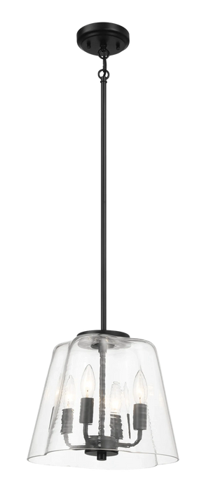 Soiree Four Candle Lights Pendant With Clear Glass - Black Finish Default -DTYStore