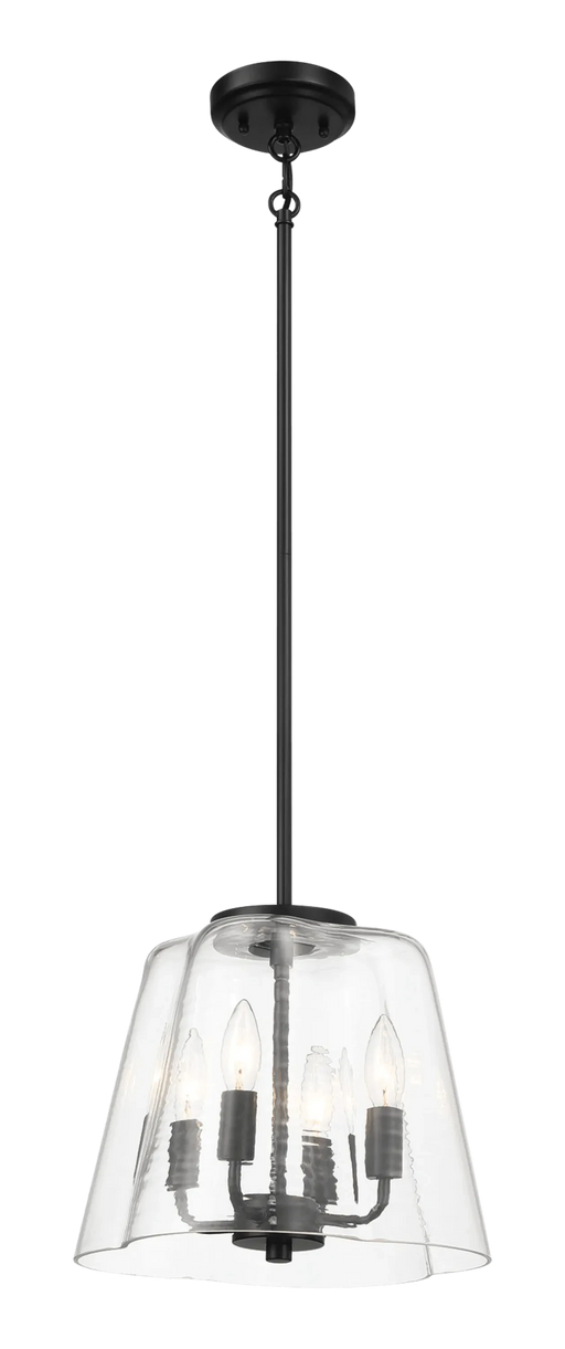 Soiree Four Candle Lights Pendant With Clear Glass - Black Finish Default -DTYStore