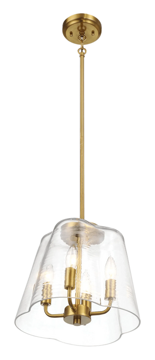 Soiree Four Candle Lights Pendant With Clear Glass - Satin Brass Default -DTYStore