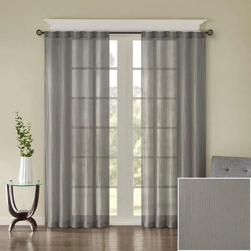 Solid Crushed Curtain Panel Pair(2 Pcs Window Panels) Default -DTYStore