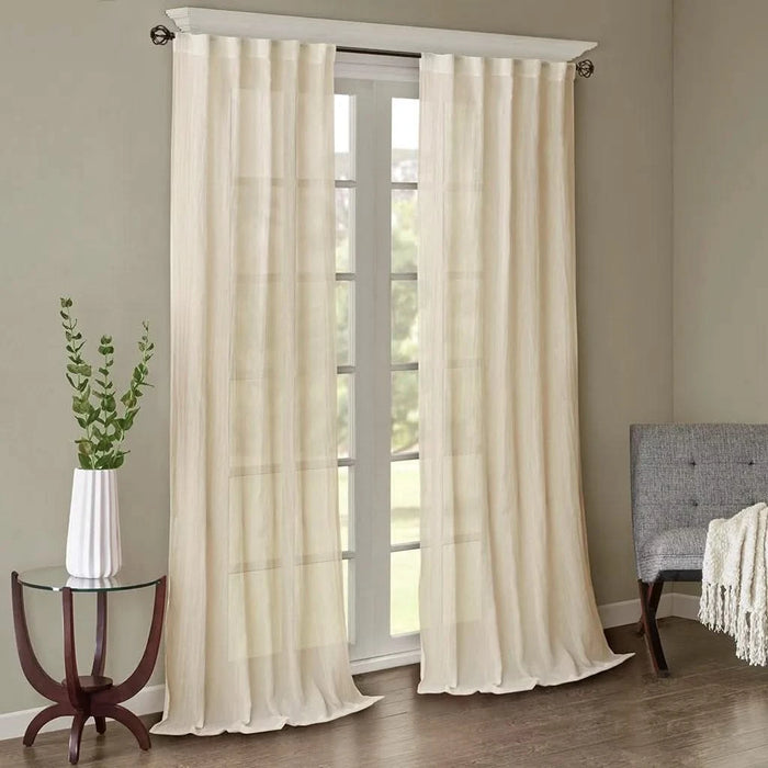 Solid Crushed Curtain Panel Pair(2 Pcs Window Panels) Default -DTYStore