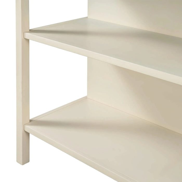 Solid Wood Rustic 45' Stationary Kitchen Island, Rubber Wood Butcher Block Dining Table Prep Table with 2 Open Shelves for Small Places,Walnut+Cream White Default -DTYStore