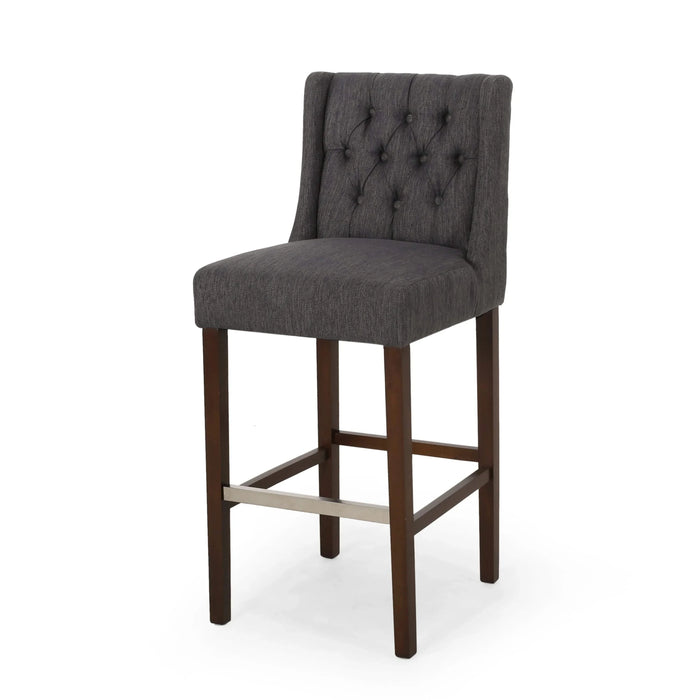 Solstara Upholstered Fabric Dining Barstool with Button Tufted and Wing Back, Charcoal Default -DTYStore