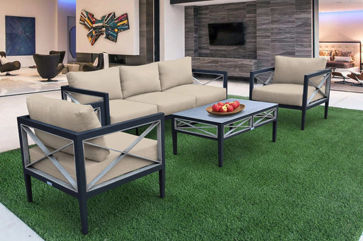 Sonoma Outdoor 4 piece Set in Dark Gray Finish and Taupe Cushions Default -DTYStore