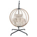 Sora Outdoor Patio Wicker Hanging Chair with Stand in Beige and Brown, PE Rattan and Iron, 45x43x78.75 inches Default -DTYStore