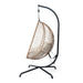Sora Outdoor Patio Wicker Hanging Chair with Stand in Beige and Brown, PE Rattan and Iron, 45x43x78.75 inches Default -DTYStore