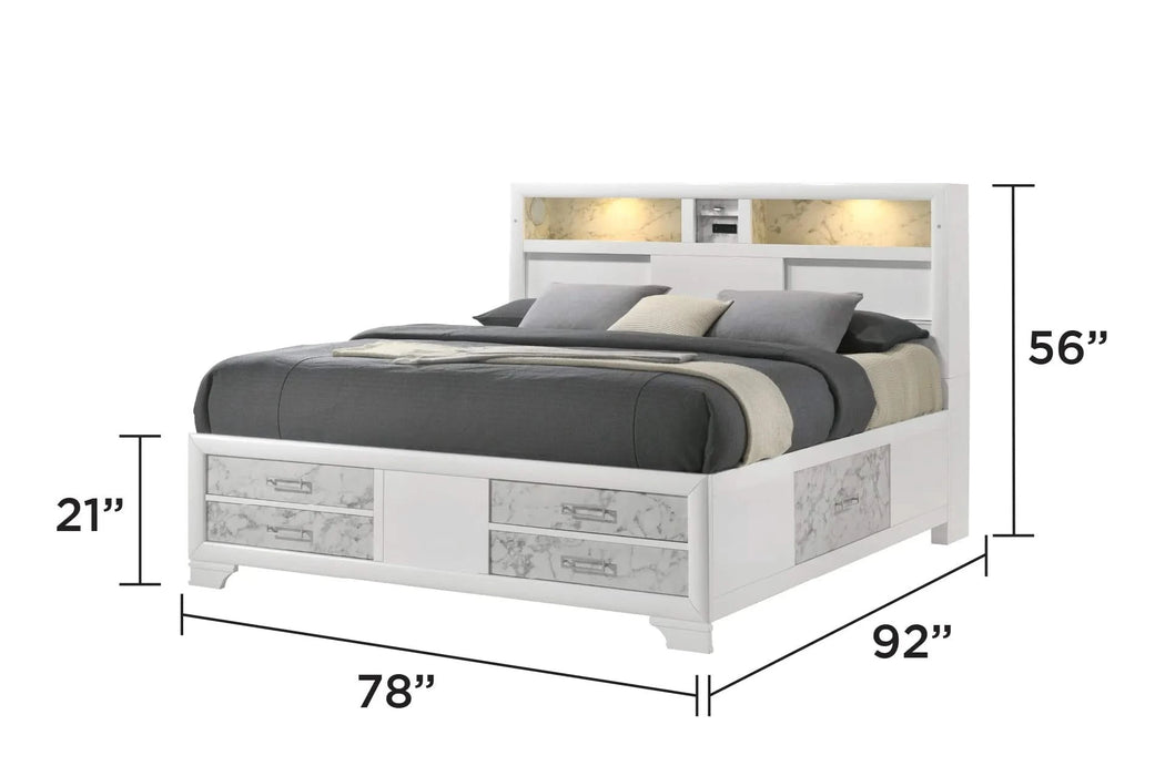 Soul Modern Style King 5PC Bedroom Set Made with wood in White Default -DTYStore