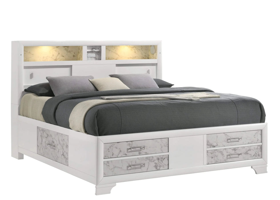 Soul Modern Style King 5PC Bedroom Set Made with wood in White Default -DTYStore