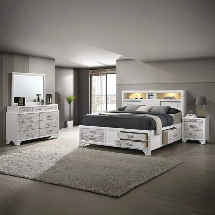 Soul Modern Style Queen 4PC Bedroom Set Made with wood in White(CA Inventory) Default -DTYStore