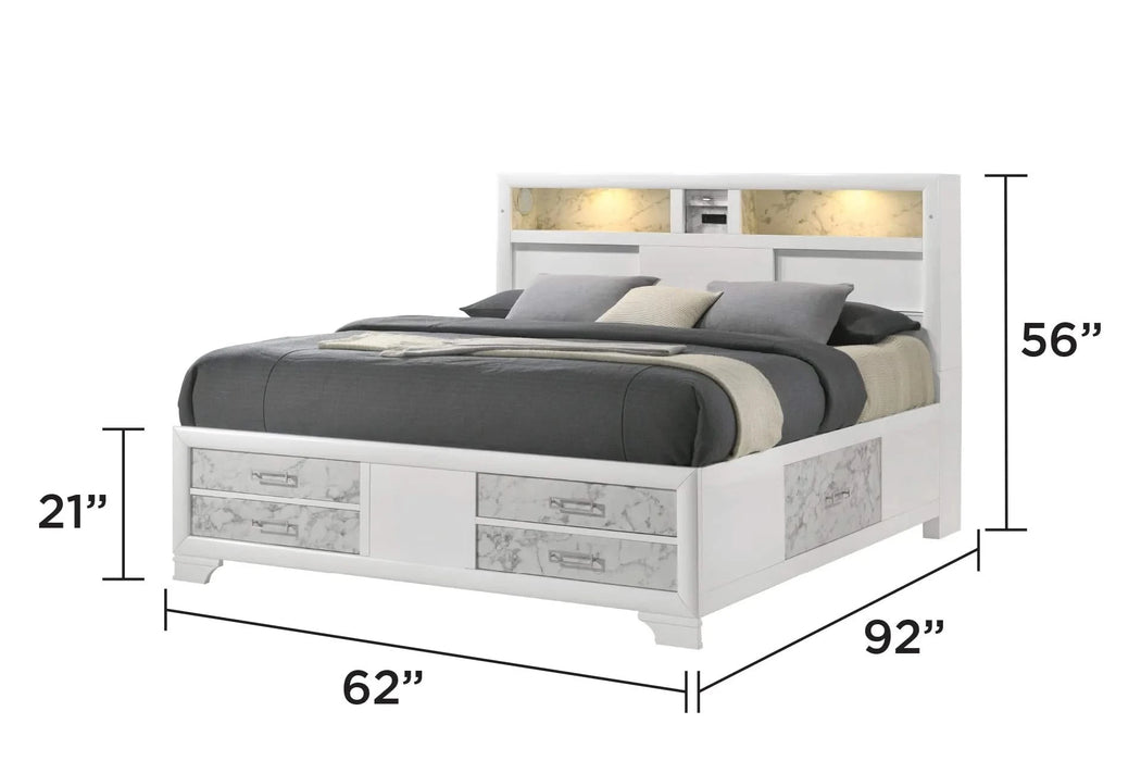 Soul Modern Style Queen 4PC Bedroom Set Made with wood in White(NJ Inventory) Default -DTYStore