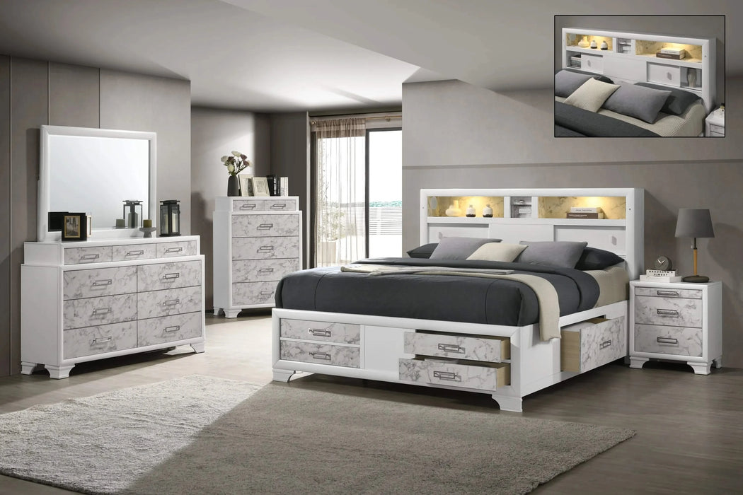 Soul Modern style Full 5PC bedroom set made with wood and Drawers in white Default -DTYStore