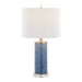 Spyro 23' Contemporary Table Lamp in Bijou Blue Ceramic with White Linen Shade and Clear K9 Crystal and Brushed Nickel Accents from Grandview Gallery by LumiSource Default -DTYStore