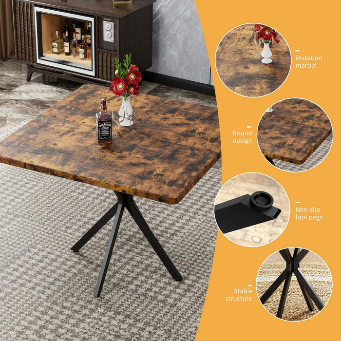 Square Dining Table, Mid Century Modern Square Dining Table for 4-6 Person, Coffee Table for Kitchen Dining Room, Office, Save Space Default -DTYStore