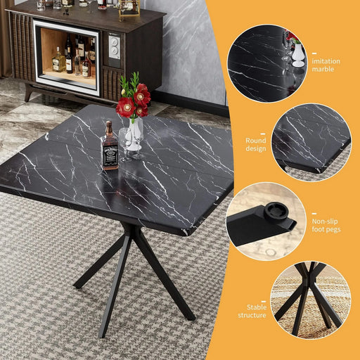 Square Dining Table, Mid Century Modern Square Dining Table for 4-6 Person, Coffee Table for Kitchen Dining Room, Office, Save Space Default -DTYStore