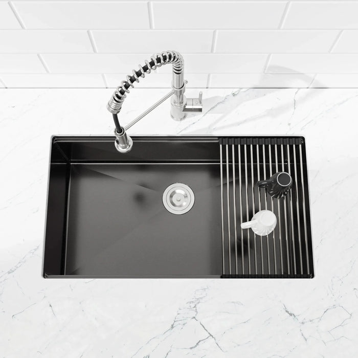 Stainless Steel Kitchen Sink, 30″x19″ Single Bowl, Undermount Handmade Sink in Black, with Cutting Board, Colander - DTY Store